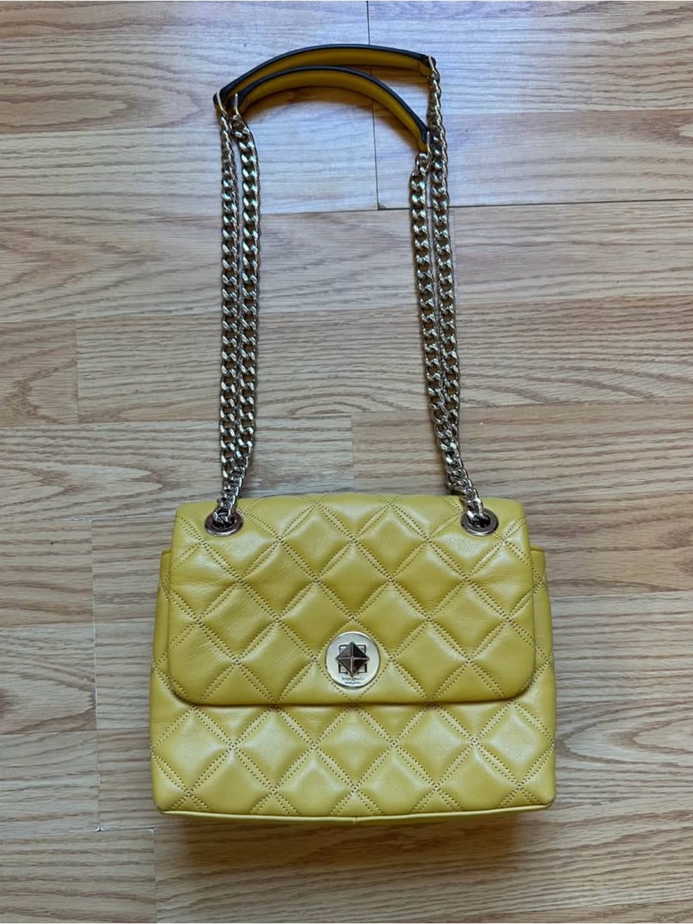 kate spade Quilted Yellow Leather Satchel with Gold Chain Strap